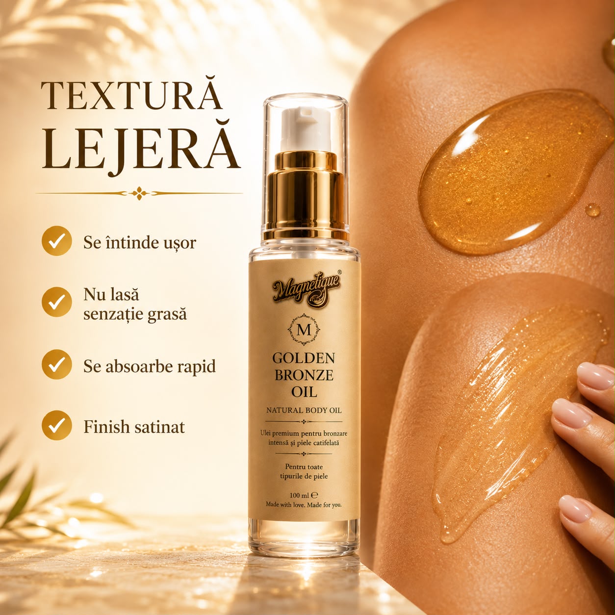 Golden Bronze Oil-Ulei premium pentru bronzare, hidratare și efect natural de glow 100ml