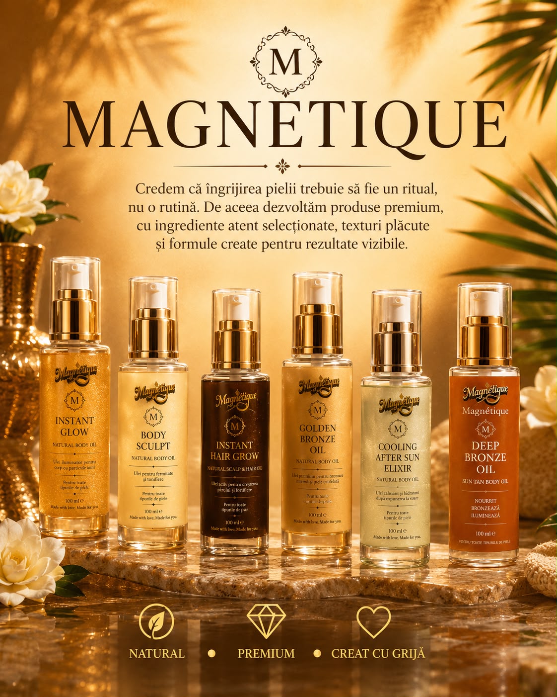 Golden Bronze Oil-Ulei premium pentru bronzare, hidratare și efect natural de glow 100ml