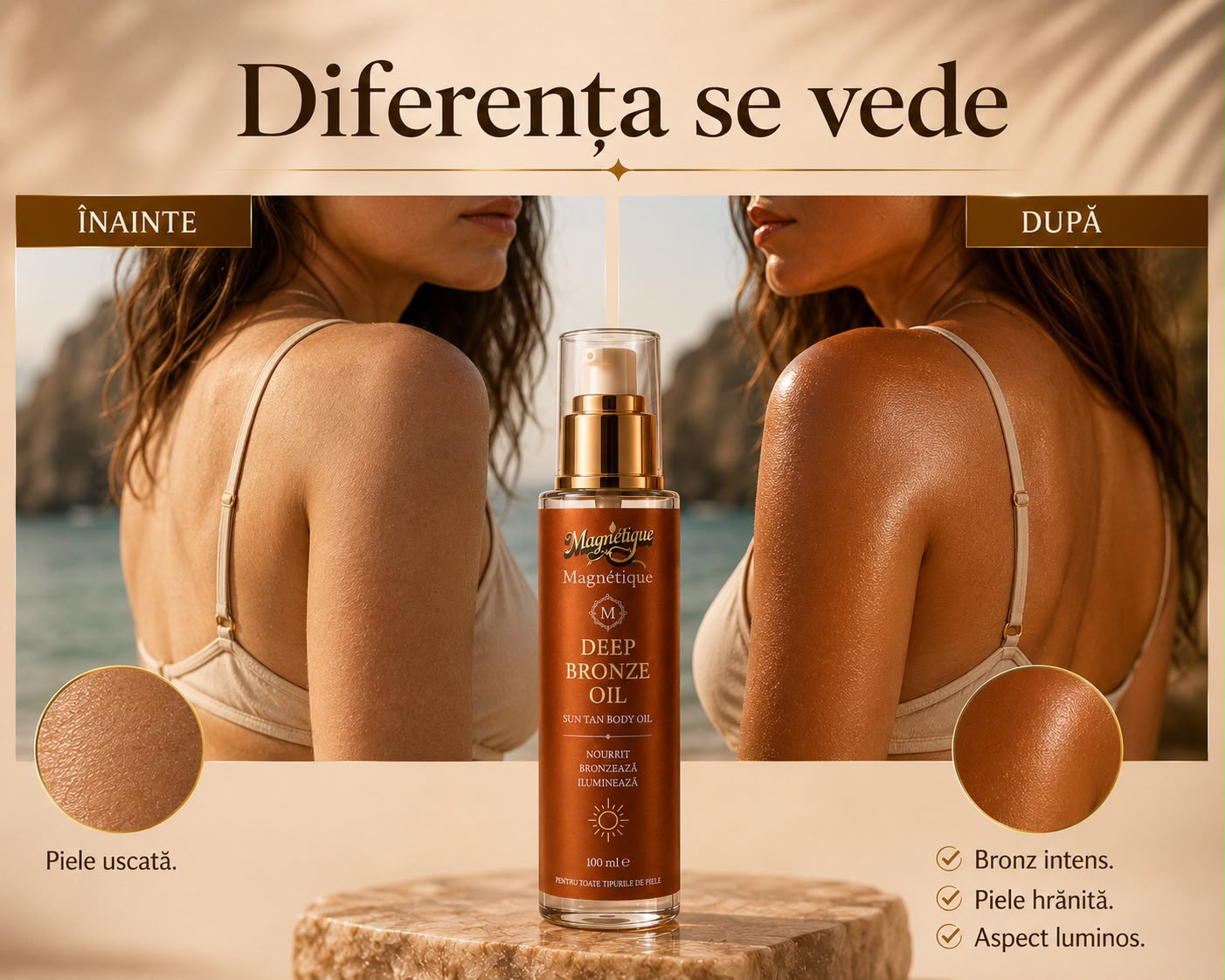 Deep Bronze Oil – Ulei Premium pentru Bronz Intens, Hidratare si efect natural de Glow 100ml
