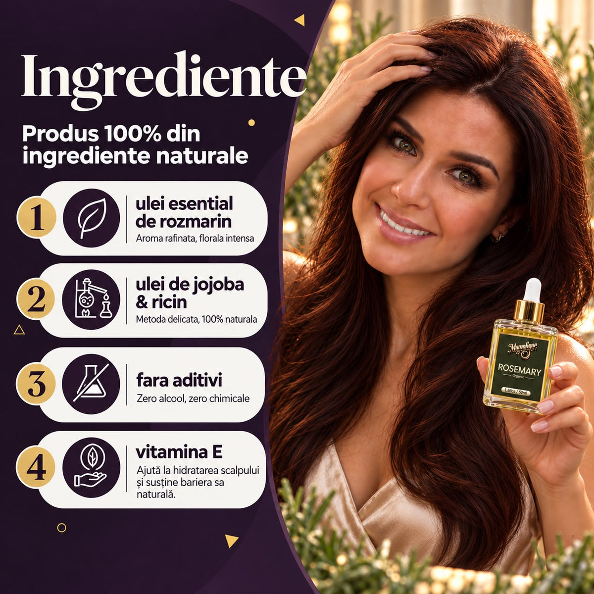 Ulei natural cu rozmarin, Magnetique Rosemary Hair Oil, 50ml
