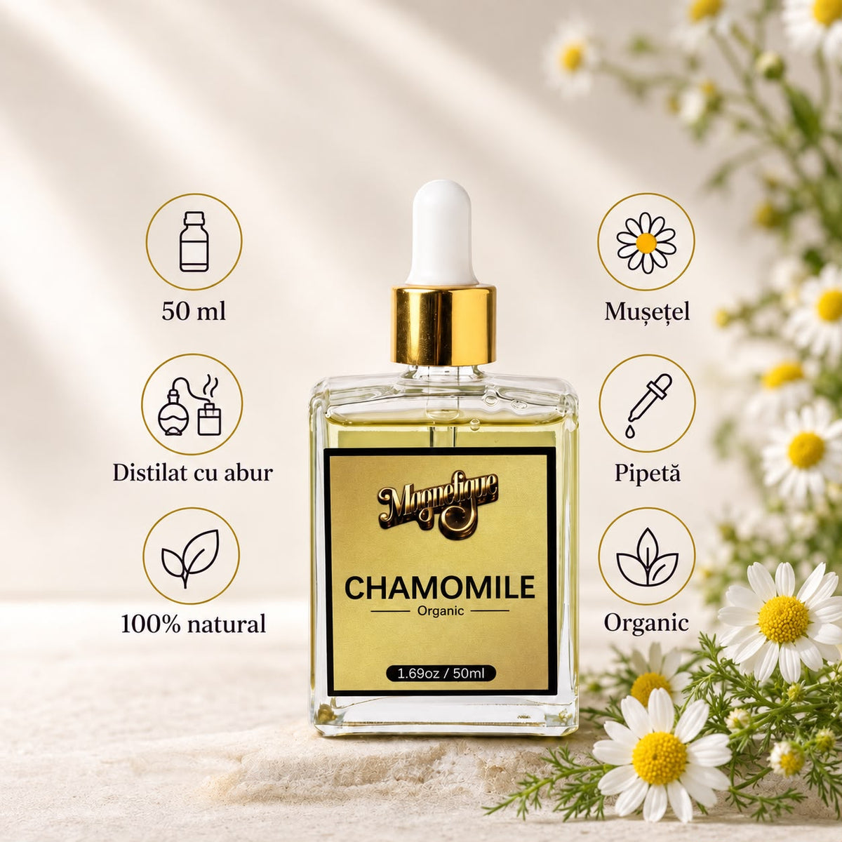 Ulei natural cu musetel, Magnetique Chamomile Body Oil, 50ml