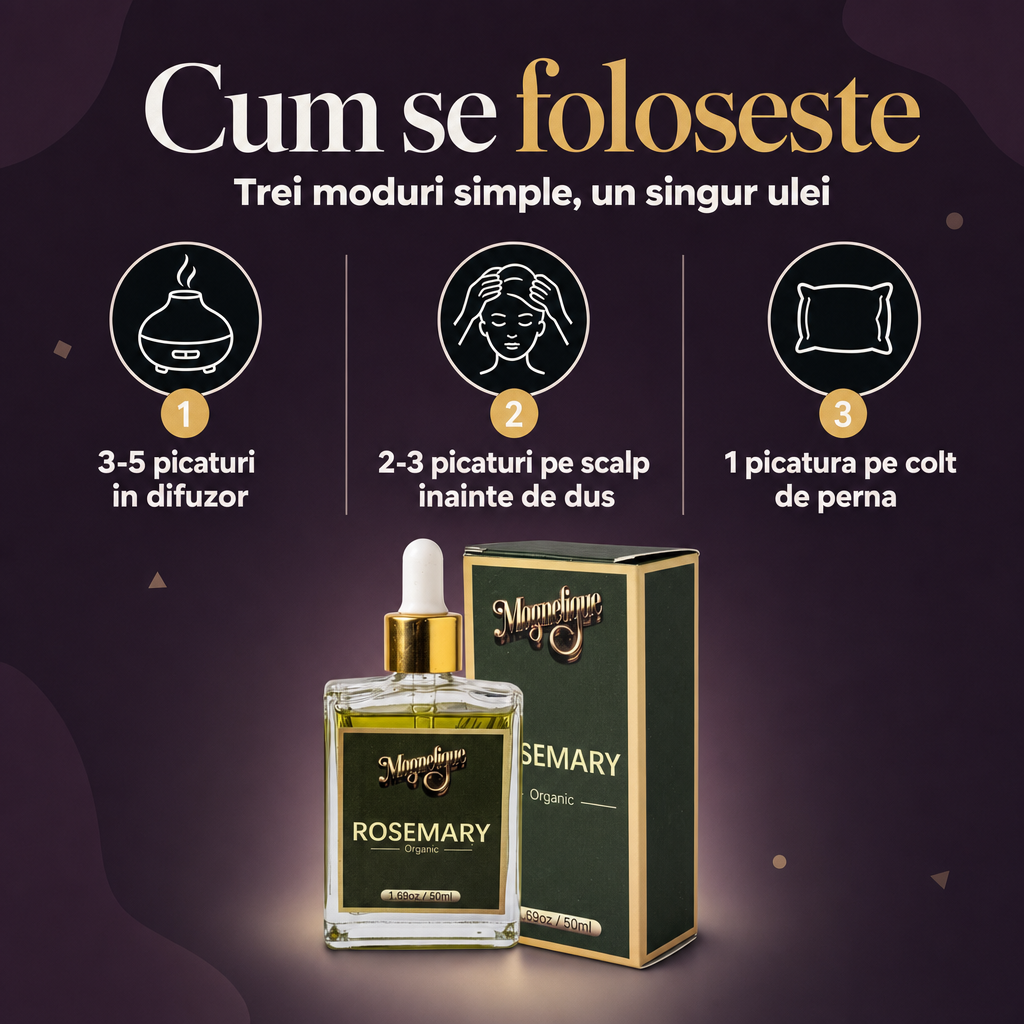 Ulei natural cu rozmarin, Magnetique Rosemary Hair Oil, 50ml