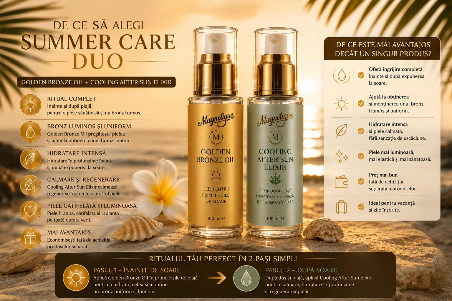 Pachet Summer Care Duo- Golden Bronze Oil + Cooling After Sun Elixir, 2 x 100ml