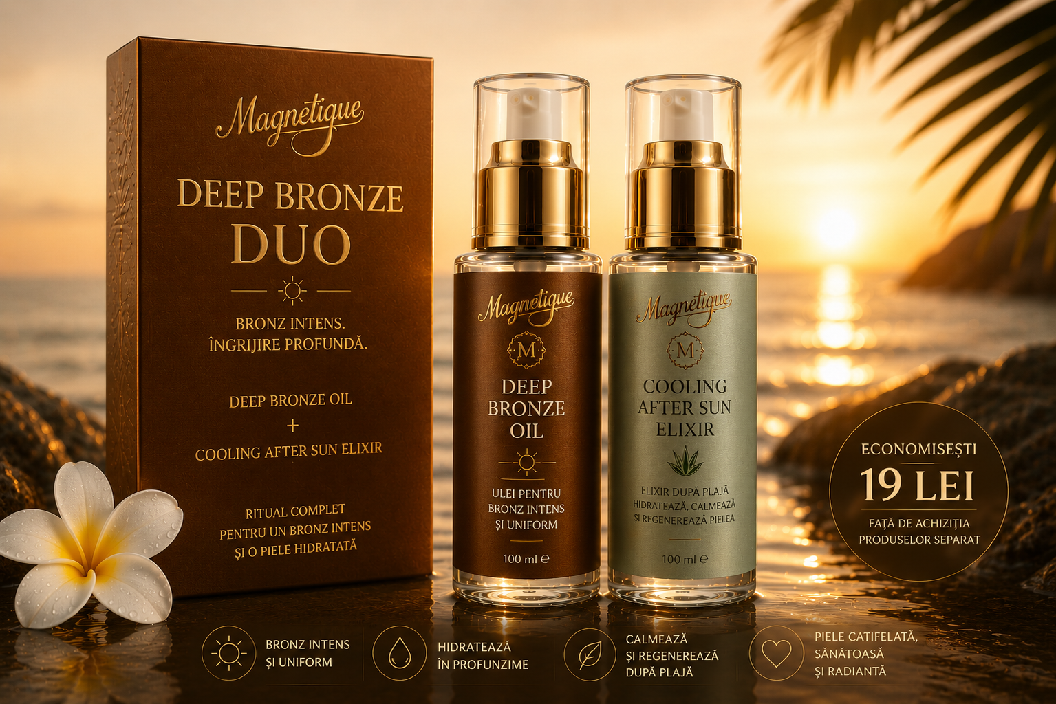 Pachet Deep Bronze Care Duo- Deep Bronze Oil & Cooling After Sun Elixir, 2 x 100 ml