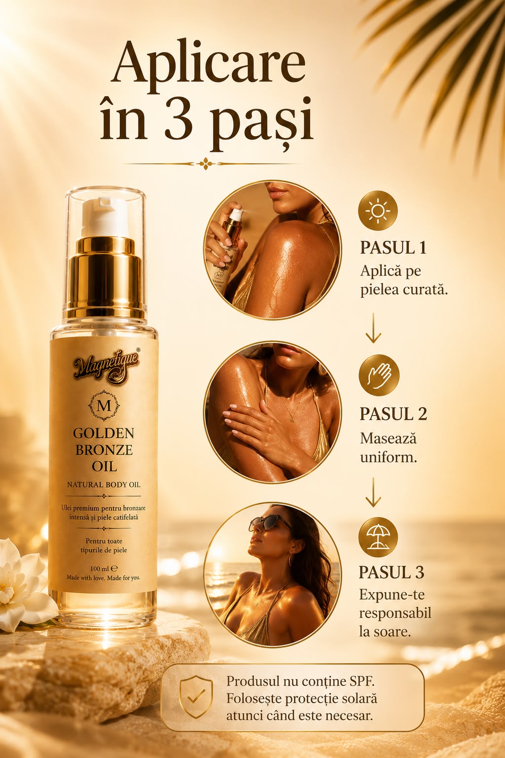 Golden Bronze Oil-Ulei premium pentru bronzare, hidratare și efect natural de glow 100ml