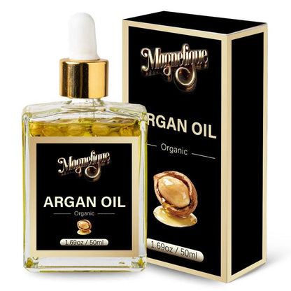 Ulei natural de argan BeMagnetique pentru piele, par și corp, 50ml, sticluță elegantă cu ulei de argan pur.