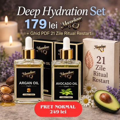 Pachet Deep Hydration BeMagnetique cu ulei de argan și avocado pentru hidratare intensă a pielii.