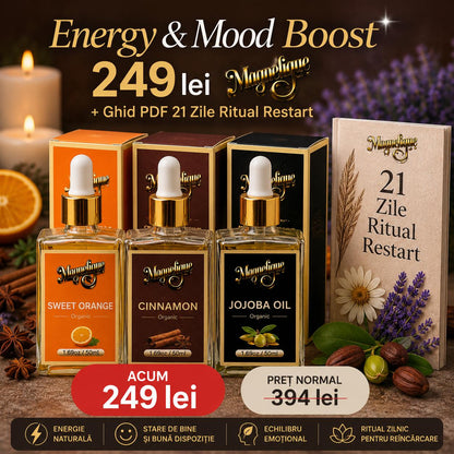 Ulei natural de portocală dulce, scorțișoară și jojoba pentru energie și starea de bine, de la BeMagnetique.